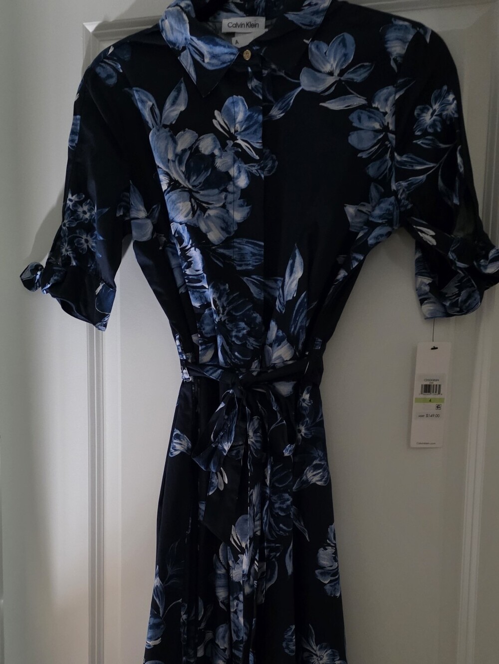 π£ Floral Print Cotton π Collared Short Sleeve Belted Shirt Dress SZ 4 π π π€ - Picture 14 of 14
